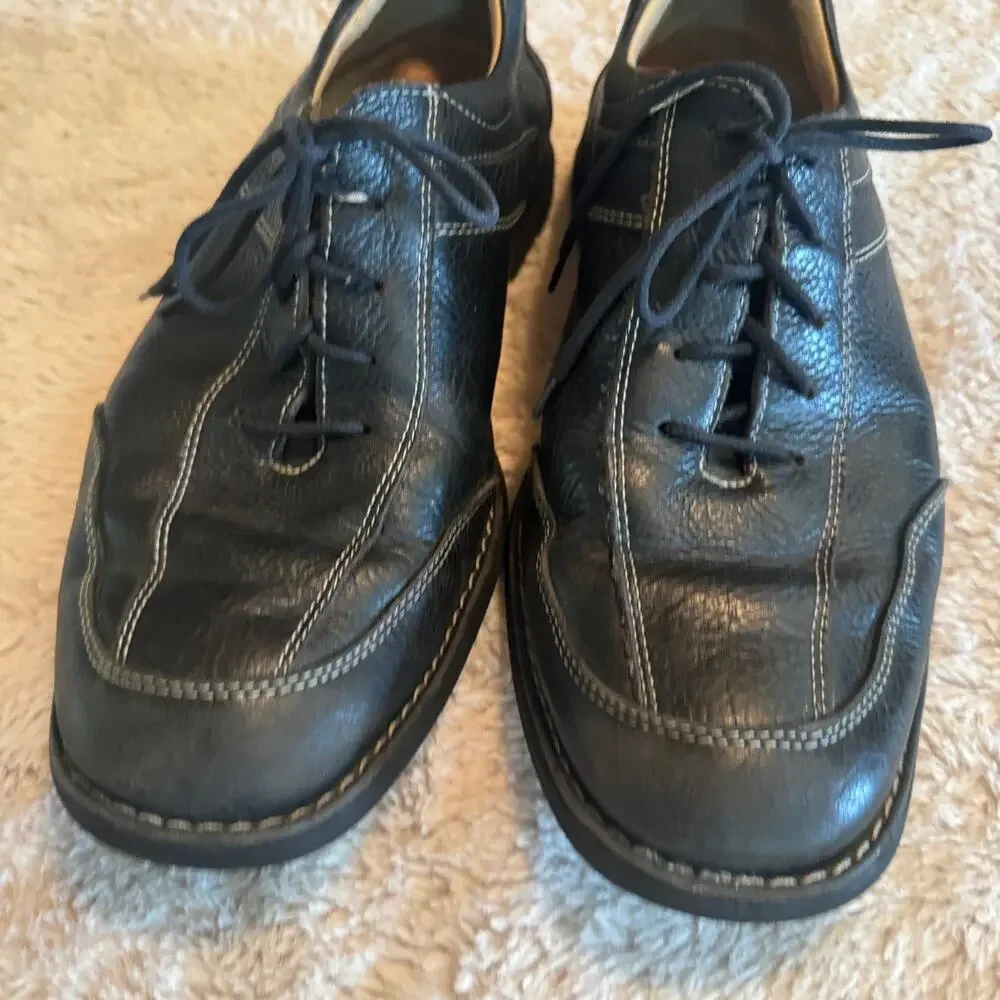 Johnston Murphy Shuler Bicycle shoes Oxford Mens 10.5 M Black Pebbled Leather